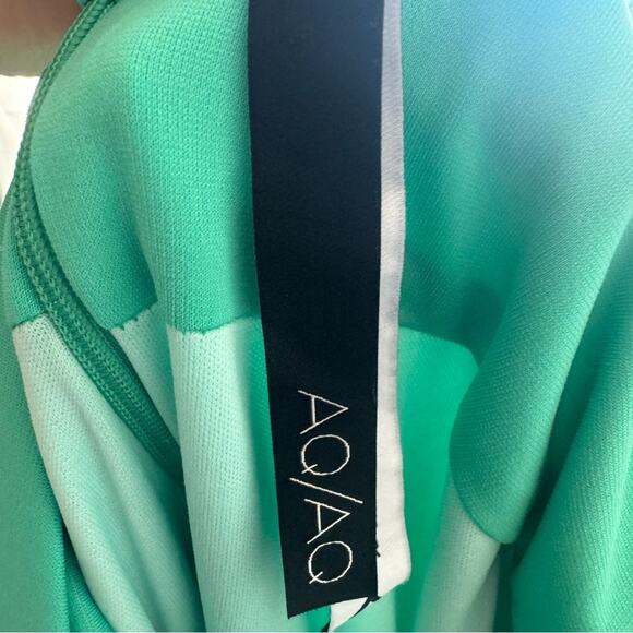 AQ/AQ Sienna Mint Green Halter Neck Sleeveless Open Back Slit Maxi Dress Size 4 - Picture 6 of 9